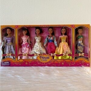 Beautiful Six Princess Doll Collection Set - Beautiful Dresses and Hair Style
